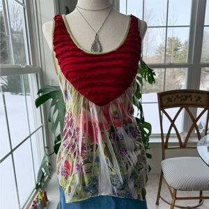 Vintage Y2k Fairycore Floral Asymmetrical Tank Top